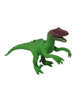 2009 Velociraptor Dinosaur Figure Green Red Plastic Toy Raptor 3.5" Loose